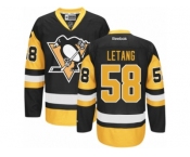 Youth Reebok Pittsburgh Penguins #58 Kris Letang Premier Black Gold Third NHL Jersey