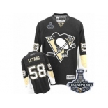 Youth Reebok Pittsburgh Penguins #58 Kris Letang Premier Black Home 2017 Stanley Cup Champions NHL Jersey