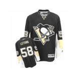 Youth Reebok Pittsburgh Penguins #58 Kris Letang Premier Black Home NHL Jersey