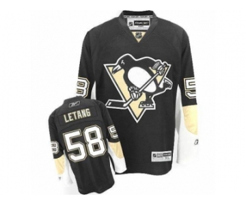 Youth Reebok Pittsburgh Penguins #58 Kris Letang Premier Black Home NHL Jersey