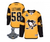 Youth Reebok Pittsburgh Penguins #58 Kris Letang Premier Gold 2017 Stadium Series 2017 Stanley Cup Champions NHL Jersey