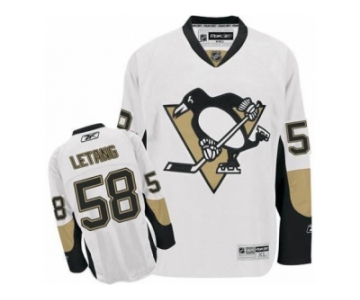 Youth Reebok Pittsburgh Penguins #58 Kris Letang Premier White Away NHL Jersey