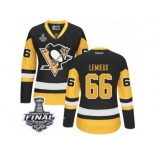 Youth Reebok Pittsburgh Penguins #66 Mario Lemieux Authentic Black Gold Third 2017 Stanley Cup Final NHL Jersey