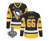 Youth Reebok Pittsburgh Penguins #66 Mario Lemieux Authentic Black Gold Third 2017 Stanley Cup Final NHL Jersey