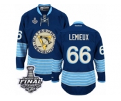 Youth Reebok Pittsburgh Penguins #66 Mario Lemieux Authentic Navy Blue Third Vintage 2017 Stanley Cup Final NHL Jersey