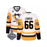 Youth Reebok Pittsburgh Penguins #66 Mario Lemieux Authentic White Away 2017 Stanley Cup Final NHL Jersey