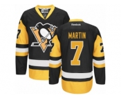 Youth Reebok Pittsburgh Penguins #7 Paul Martin Authentic Black Gold Third NHL Jersey