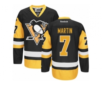 Youth Reebok Pittsburgh Penguins #7 Paul Martin Authentic Black Gold Third NHL Jersey