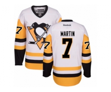 Youth Reebok Pittsburgh Penguins #7 Paul Martin Authentic White Away NHL Jersey