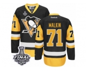 Youth Reebok Pittsburgh Penguins #71 Evgeni Malkin Authentic Black Gold Third 2017 Stanley Cup Final NHL Jersey