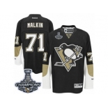 Youth Reebok Pittsburgh Penguins #71 Evgeni Malkin Premier Black Home 2017 Stanley Cup Champions NHL Jersey