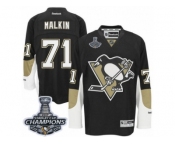 Youth Reebok Pittsburgh Penguins #71 Evgeni Malkin Premier Black Home 2017 Stanley Cup Champions NHL Jersey