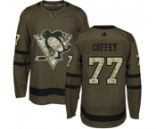 Youth Reebok Pittsburgh Penguins #77 Paul Coffey Authentic Green Salute to Service NHL Jersey