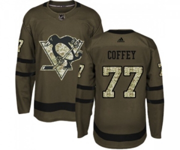 Youth Reebok Pittsburgh Penguins #77 Paul Coffey Authentic Green Salute to Service NHL Jersey