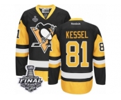 Youth Reebok Pittsburgh Penguins #81 Phil Kessel Authentic Black Gold Third 2017 Stanley Cup Final NHL Jersey