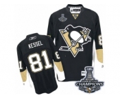 Youth Reebok Pittsburgh Penguins #81 Phil Kessel Authentic Black Home 2017 Stanley Cup Champions NHL Jersey