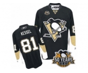 Youth Reebok Pittsburgh Penguins #81 Phil Kessel Authentic Black Home 50th Anniversary Patch NHL Jersey