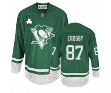 Youth Reebok Pittsburgh Penguins #87 Sidney Crosby Authentic Green St Patty's Day NHL Jersey