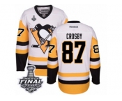 Youth Reebok Pittsburgh Penguins #87 Sidney Crosby Authentic White Away 2017 Stanley Cup Final NHL Jersey