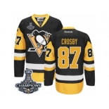 Youth Reebok Pittsburgh Penguins #87 Sidney Crosby Premier Black Gold Third 2017 Stanley Cup Champions NHL Jersey