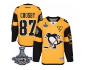 Youth Reebok Pittsburgh Penguins #87 Sidney Crosby Premier Gold 2017 Stadium Series 2017 Stanley Cup Champions NHL Jersey