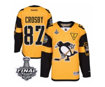 Youth Reebok Pittsburgh Penguins #87 Sidney Crosby Premier Gold 2017 Stadium Series 2017 Stanley Cup Final NHL Jersey