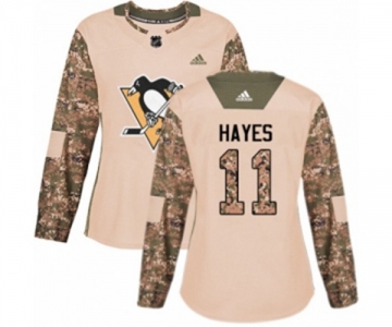 Women Adidas Pittsburgh Penguins #11 Jimmy Hayes Authentic Camo Veterans Day Practice NHL Jersey