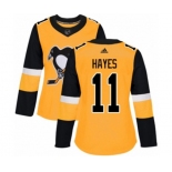 Women Adidas Pittsburgh Penguins #11 Jimmy Hayes Authentic Gold Alternate NHL Jersey