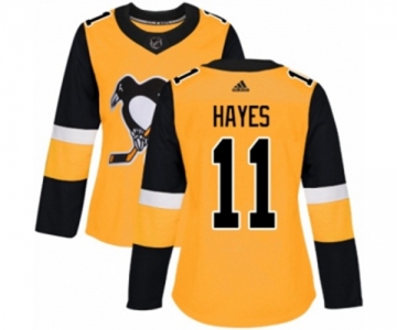 Women Adidas Pittsburgh Penguins #11 Jimmy Hayes Authentic Gold Alternate NHL Jersey