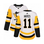 Women Adidas Pittsburgh Penguins #11 Jimmy Hayes Authentic White Away NHL Jersey