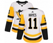 Women Adidas Pittsburgh Penguins #11 Jimmy Hayes Authentic White Away NHL Jersey