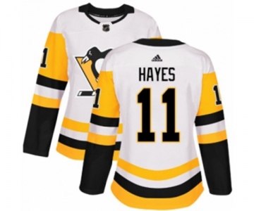 Women Adidas Pittsburgh Penguins #11 Jimmy Hayes Authentic White Away NHL Jersey