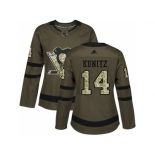 Women Adidas Pittsburgh Penguins #14 Chris Kunitz Green Salute to Service Stitched NHL Jersey