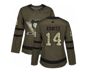 Women Adidas Pittsburgh Penguins #14 Chris Kunitz Green Salute to Service Stitched NHL Jersey