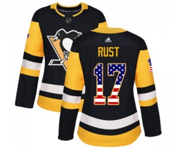 Women Adidas Pittsburgh Penguins #17 Bryan Rust Authentic Black USA Flag Fashion NHL Jersey