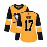 Women Adidas Pittsburgh Penguins #17 Bryan Rust Authentic Gold Alternate NHL Jersey