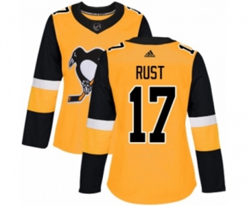 Women Adidas Pittsburgh Penguins #17 Bryan Rust Authentic Gold Alternate NHL Jersey