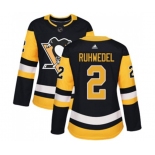 Women Adidas Pittsburgh Penguins #2 Chad Ruhwedel Authentic Black Home NHL Jersey