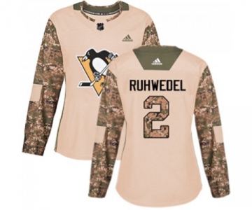 Women Adidas Pittsburgh Penguins #2 Chad Ruhwedel Authentic Camo Veterans Day Practice NHL Jersey