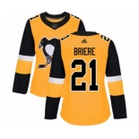 Women Adidas Pittsburgh Penguins #21 Michel Briere Authentic Gold Alternate NHL Jersey