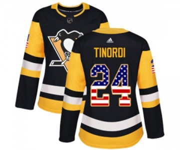 Women Adidas Pittsburgh Penguins #24 Jarred Tinordi Authentic Black USA Flag Fashion NHL Jersey