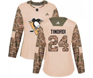 Women Adidas Pittsburgh Penguins #24 Jarred Tinordi Authentic Camo Veterans Day Practice NHL Jersey