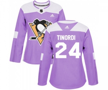 Women Adidas Pittsburgh Penguins #24 Jarred Tinordi Authentic Purple Fights Cancer Practice NHL Jersey