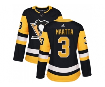 Women Adidas Pittsburgh Penguins #3 Olli Maatta Black Home Authentic Stitched NHL Jersey