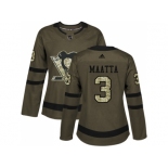 Women Adidas Pittsburgh Penguins #3 Olli Maatta Green Salute to Service Stitched NHL Jersey