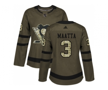 Women Adidas Pittsburgh Penguins #3 Olli Maatta Green Salute to Service Stitched NHL Jersey