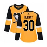 Women Adidas Pittsburgh Penguins #30 Matt Murray Authentic Gold Alternate NHL Jersey