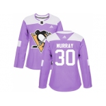 Women Adidas Pittsburgh Penguins #30 Matt Murray Purple Authentic Fights Cancer Stitched NHL Jersey