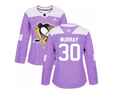 Women Adidas Pittsburgh Penguins #30 Matt Murray Purple Authentic Fights Cancer Stitched NHL Jersey