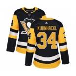 Women Adidas Pittsburgh Penguins #34 Tom Kuhnhackl Authentic Black Home NHL Jersey